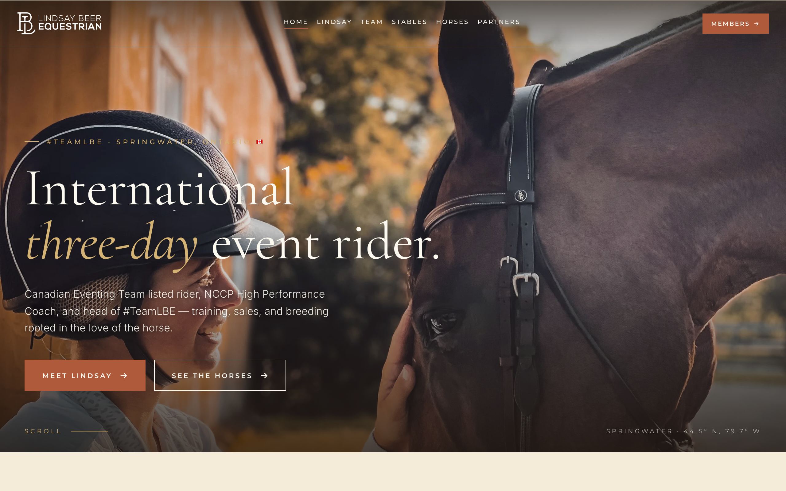 Lindsay Beer Eventing — live booking platform homepage